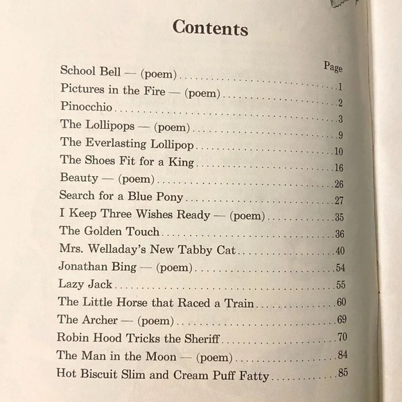 Vintage 1965 Carousel Poetry Book Copp Clark Pinocchio Robin Hood Lazy Jack - Picture 9 of 16